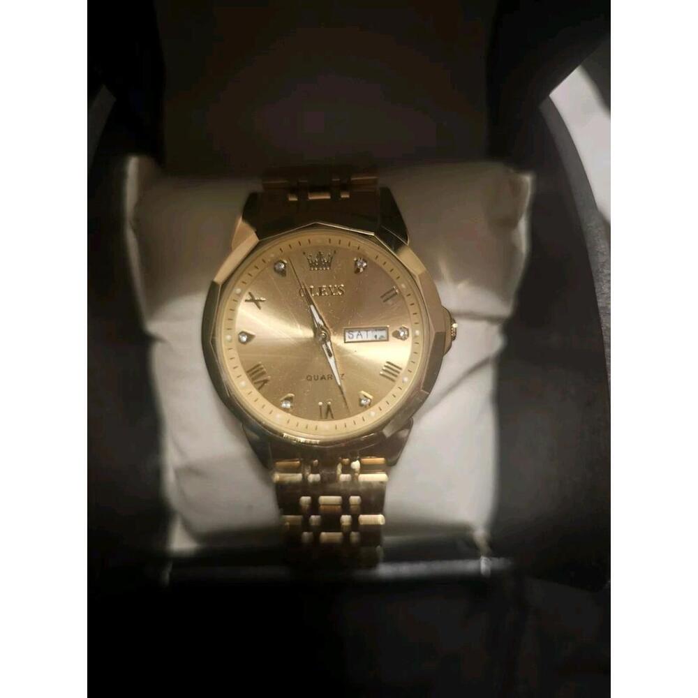 Men's Olevs Gold Luxury Watch 5563G Stainless Steel Water Resistant